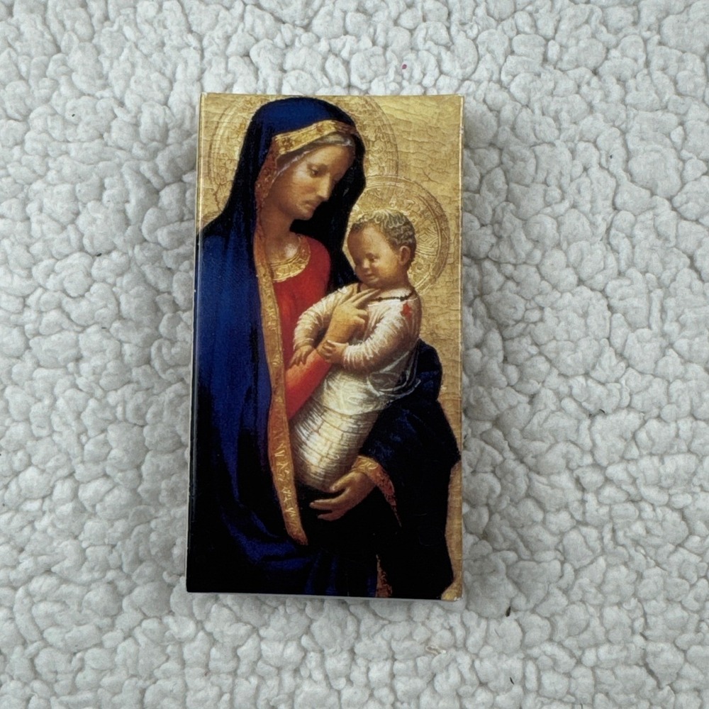 Vintage Madonna Child Matchbox Holder Religious Catholic Match Box China